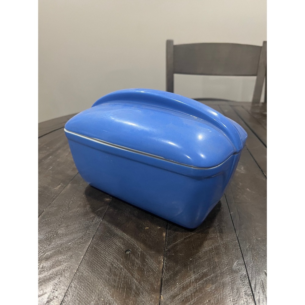 Hall Blue Ceramic Refrigerator Dish & Lid Vintage Art Deco 5014 for Westinghouse